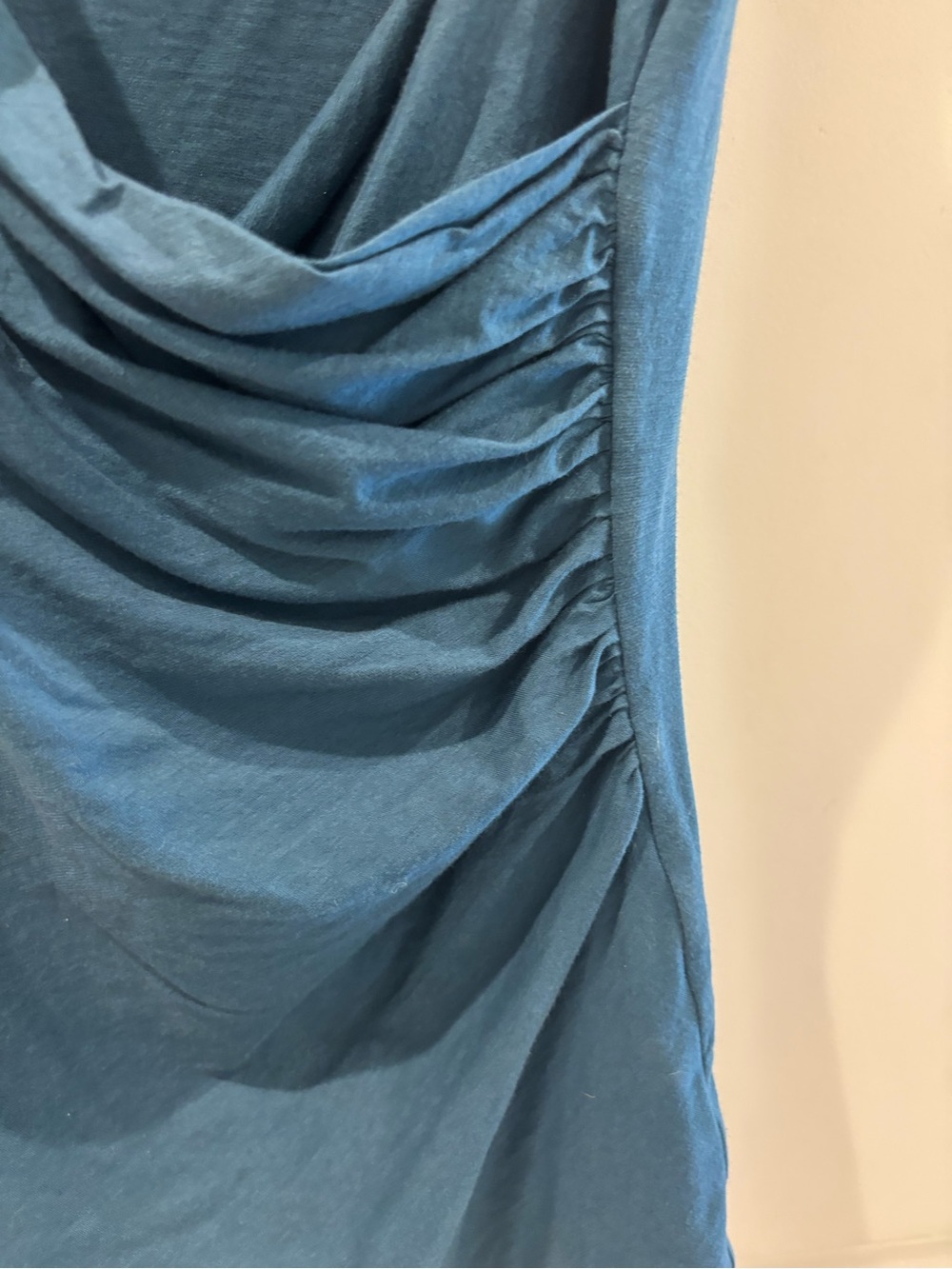 Velvet Teal Draped Cowl Neck Tank Top - Picture 3 of 5